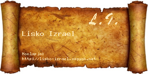 Lisko Izrael névjegykártya
